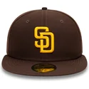 cappello-piatto-marrone-aderente-59fifty-authentic-on-field-dei-san-diego-padres-mlb-di-new-era