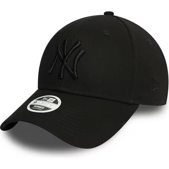 Casquette courbée noire ajustable avec logo noir pour femme 9FORTY Essential New York Yankees MLB New Era