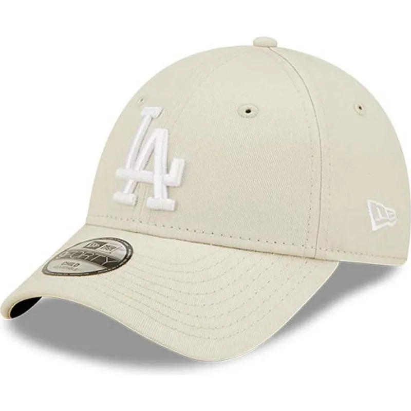 mutzen-gebogen-beige-verstellbares-band-fur-kinder-9forty-league-essential-der-los-angeles-dodgers-mlb-von-new-era