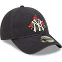 mutzen-gebogen-marineblau-verstellbares-band-9forty-flower-der-new-york-yankees-mlb-von-new-era