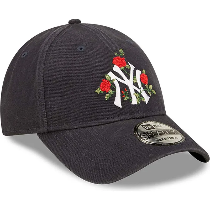 mutzen-gebogen-marineblau-verstellbares-band-9forty-flower-der-new-york-yankees-mlb-von-new-era