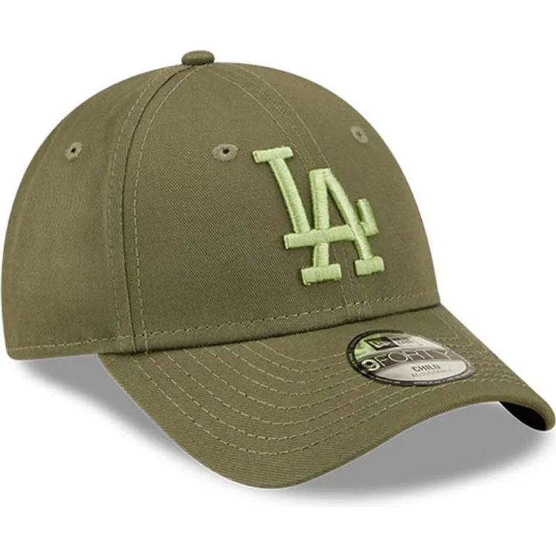 mutzen-gebogen-grun-verstellbares-band-fur-kinder-9forty-league-essential-der-los-angeles-dodgers-mlb-von-new-era