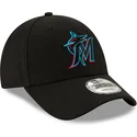 schwarze-verstellbare-gebogene-kappe-9forty-the-league-der-miami-marlins-mlb-von-new-era
