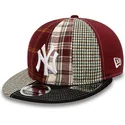mutzen-flach-rot-verstellbares-band-9fifty-patch-panel-der-new-york-yankees-mlb-von-new-era