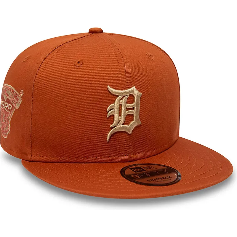 mutzen-flach-braun-snapback-9fifty-side-patch-der-detroit-tigers-mlb-von-new-era