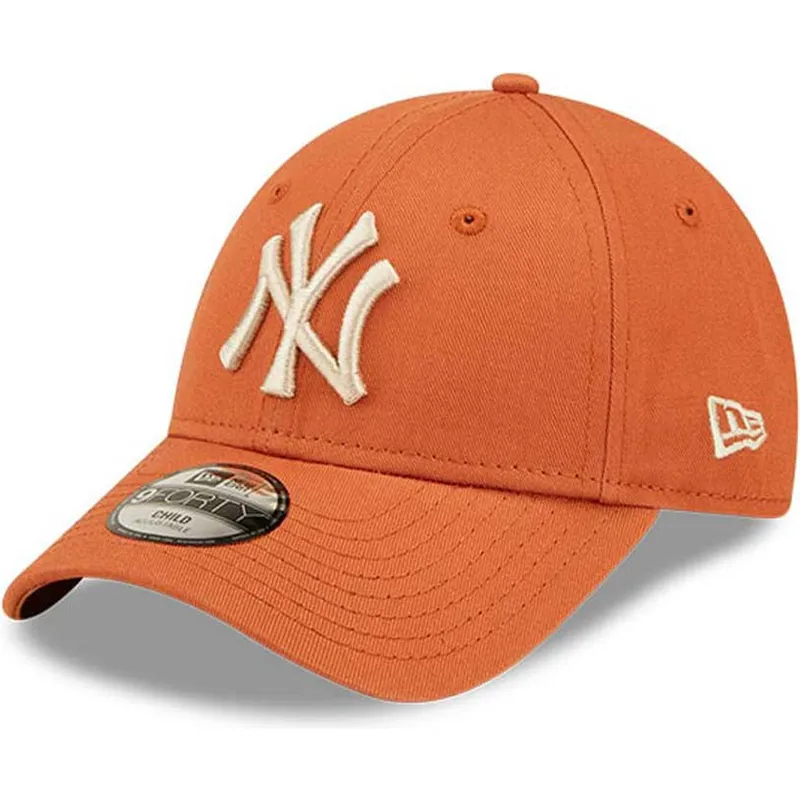 mutzen-gebogen-orange-verstellbares-band-fur-kinder-9forty-league-essential-der-new-york-yankees-mlb-von-new-era