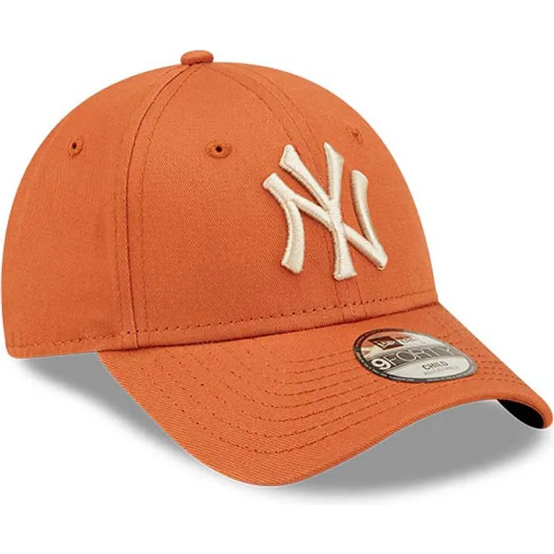 mutzen-gebogen-orange-verstellbares-band-fur-kinder-9forty-league-essential-der-new-york-yankees-mlb-von-new-era
