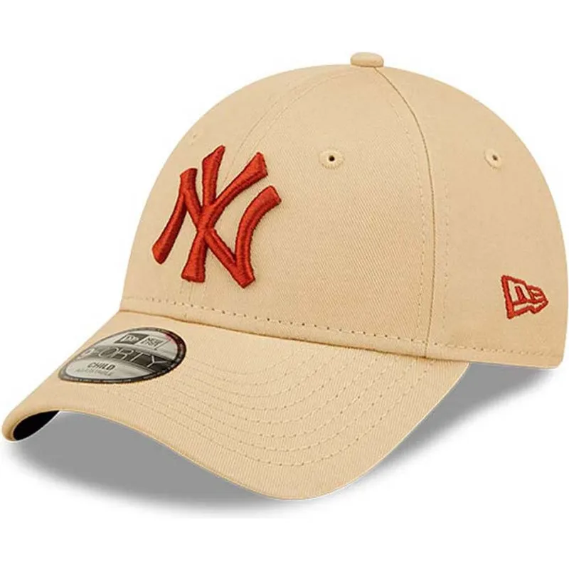 mutzen-gebogen-beige-verstellbares-band-fur-kinder-marron-9forty-league-essential-der-new-york-yankees-mlb-von-new-era