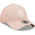 mutzen-gebogen-rosa-verstellbares-band-9twenty-league-essential-der-new-york-yankees-mlb-von-new-era