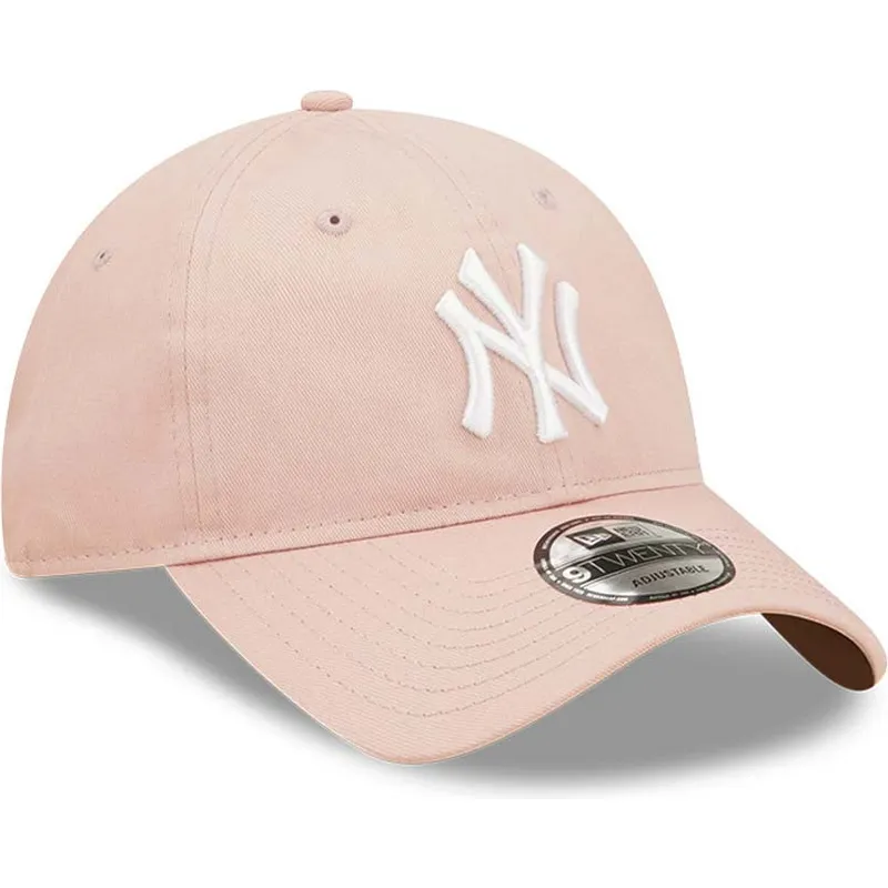 mutzen-gebogen-rosa-verstellbares-band-9twenty-league-essential-der-new-york-yankees-mlb-von-new-era