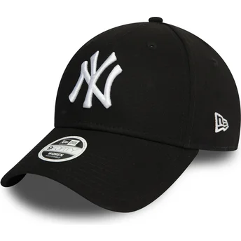 Cappellino curvo nero regolabile da donna 9FORTY Essential dei New York Yankees MLB di New Era