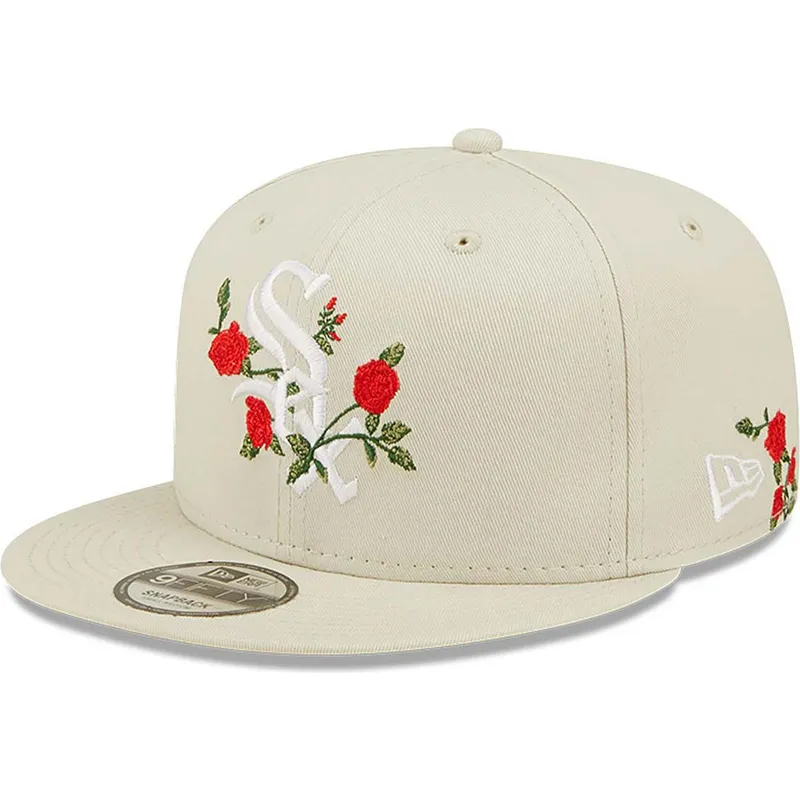 mutzen-flach-beige-snapback-9fifty-flower-der-chicago-white-sox-mlb-von-new-era
