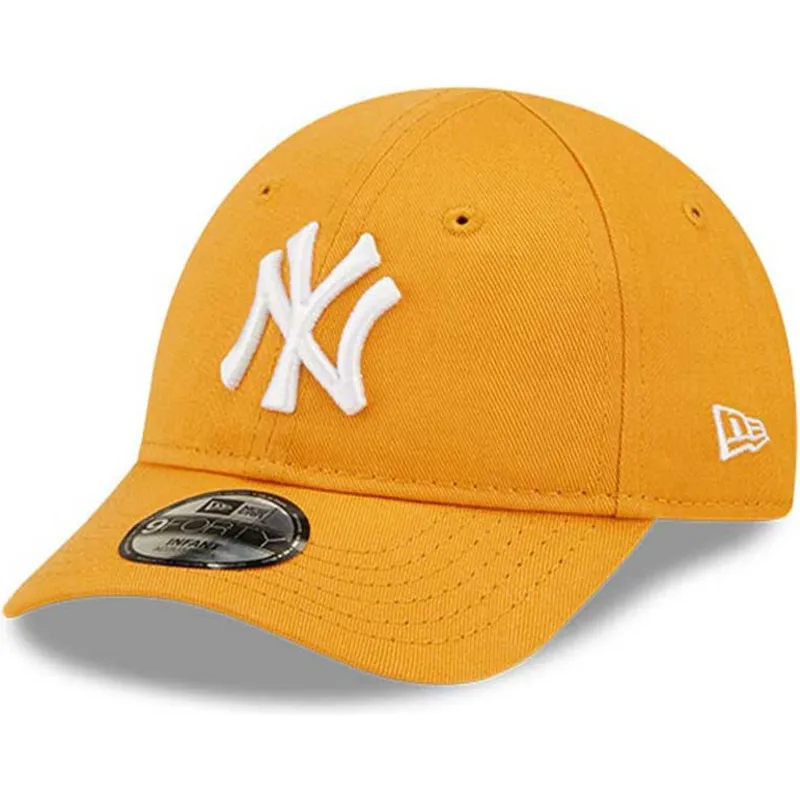 mutzen-gebogen-orange-verstellbares-band-fur-kinder-pequeno-9forty-league-essential-der-new-york-yankees-mlb-von-new-era