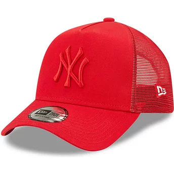 New Era Red Logo A Frame Tonal Mesh New York Yankees MLB Red Trucker Hat