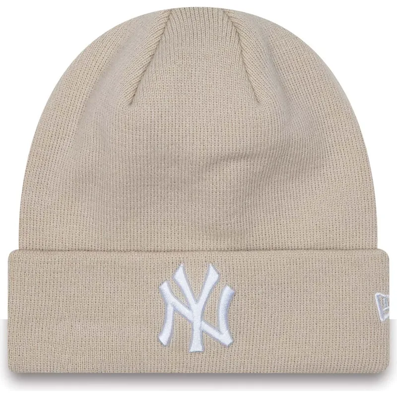 mutzen-beige-cuff-league-essential-der-new-york-yankees-mlb-von-new-era