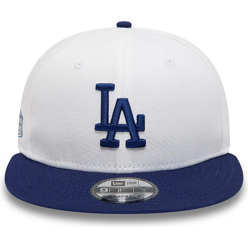 mutzen-flach-weiss-snapback-9fifty-crown-patches-der-los-angeles-dodgers-mlb-von-new-era