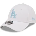 weisse-verstellbare-kappe-mit-gebogenem-schirm-und-blauem-logo-fur-jungen-9forty-league-essential-der-los-angeles-dodgers-mlb-vo