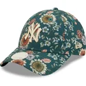 mutzen-gebogen-grun-verstellbares-band-9forty-all-over-print-floral-der-new-york-yankees-mlb-von-new-era