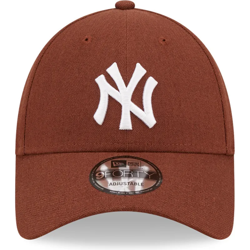 mutzen-gebogen-braun-verstellbares-band-9forty-linen-der-new-york-yankees-mlb-von-new-era