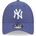 mutzen-gebogen-blau-verstellbares-band-9forty-linen-der-new-york-yankees-mlb-von-new-era