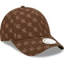 mutzen-gebogen-braun-verstellbares-band-9forty-monogram-der-new-york-yankees-mlb-von-new-era