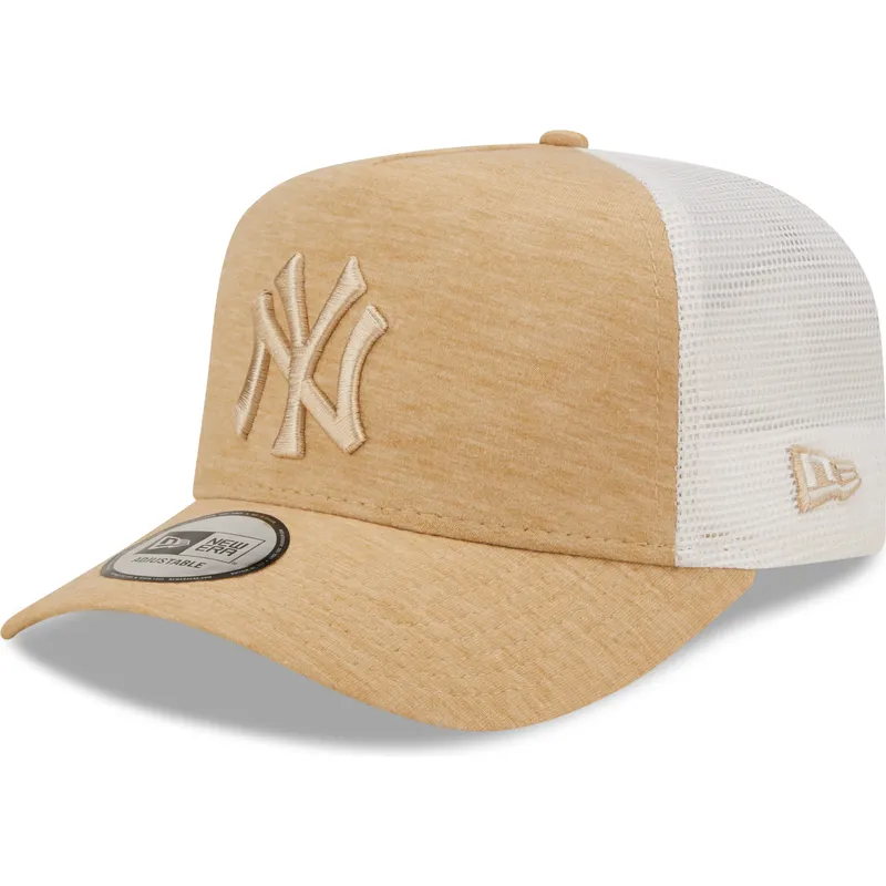 mutzen-gebogen-braun-verstellbares-band-a-frame-jersey-essential-der-new-york-yankees-mlb-von-new-era
