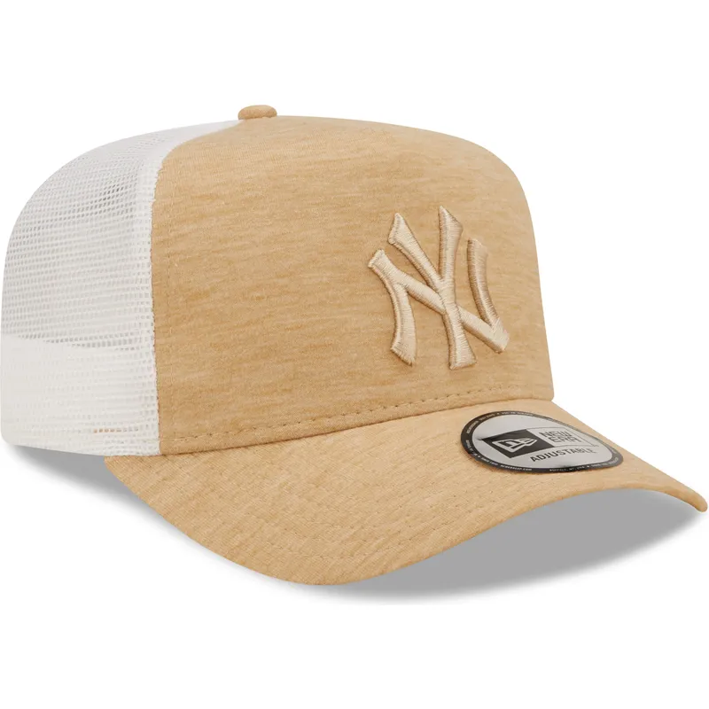 mutzen-gebogen-braun-verstellbares-band-a-frame-jersey-essential-der-new-york-yankees-mlb-von-new-era