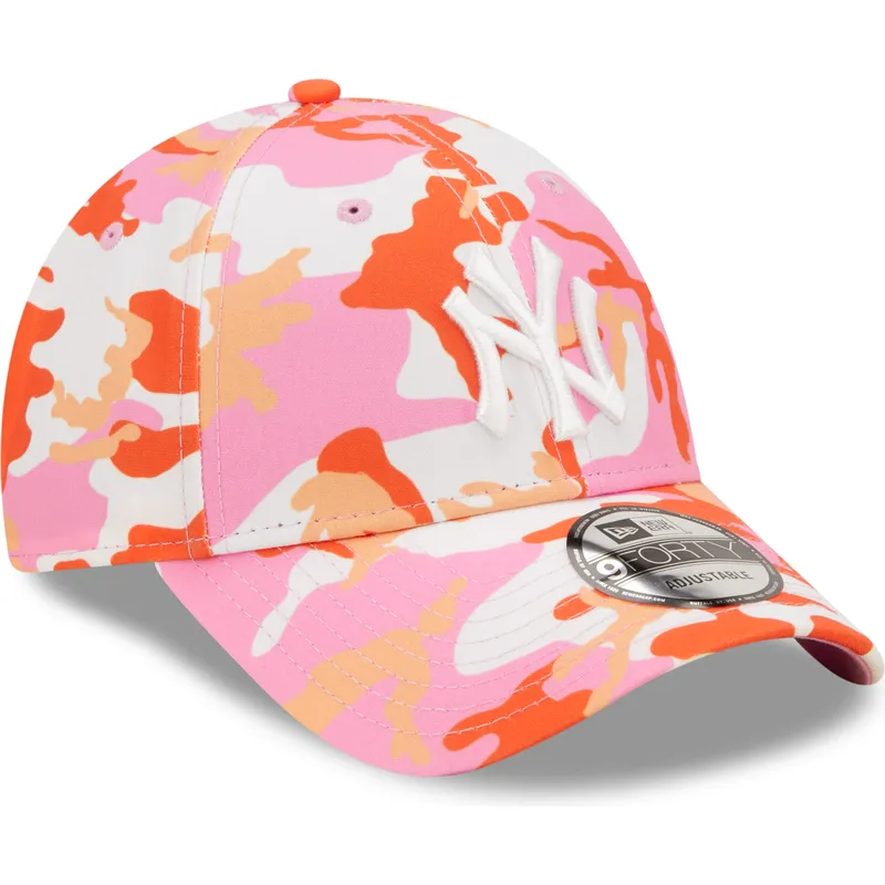 mutzen-gebogen-rosa-verstellbares-band-9forty-all-over-print-seasonal-der-new-york-yankees-mlb-von-new-era