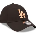 schwarze-verstellbare-kappe-mit-gebogenem-schirm-und-orangefarbenem-logo-9forty-league-essential-der-los-angeles-dodgers-mlb-von
