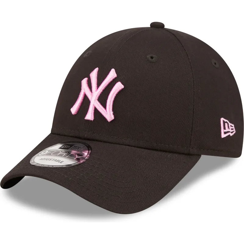 mutzen-gebogen-schwarz-verstellbares-band-rosa-9forty-league-essential-der-new-york-yankees-mlb-von-new-era