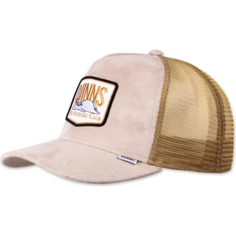 Cappellino trucker beige Do Nothing Club HFT DNC 3.0 Hairy Suede di Djinns