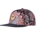 cappello-piatto-nero-snapback-peacock-linen-di-djinns