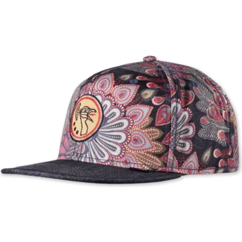 Svart snapback-keps med platt skärm Peacock Linen från Djinns
