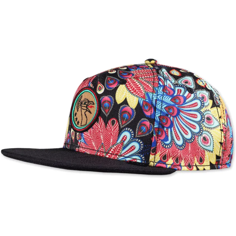 czapka-plaska-wielokolorowa-snapback-peacock-linen-od-djinns
