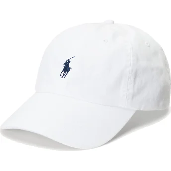Weiße verstellbare Curved Cap mit blauem Logo Cotton Chino Classic Sport von Polo Ralph Lauren