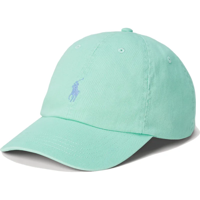 hellgrune-verstellbare-curved-cap-mit-blauem-logo-cotton-chino-classic-sport-von-polo-ralph-lauren