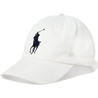 Vit justerbar böjd keps med svart Big Pony-logotyp Chino Classic Sport från Polo Ralph Lauren