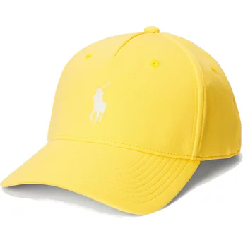 Polo Ralph Lauren Curved Brim White Logo Ponte Darted Modern Sport Yellow Snapback Cap