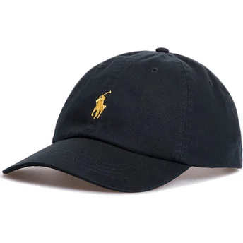Cappellino curvo nero regolabile con logo dorato Cotton Chino Classic Sport di Polo Ralph Lauren