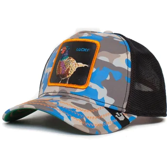 Gorra trucker camuflaje azul faisán Lucky Luck Stays Down The Farm de Goorin Bros.