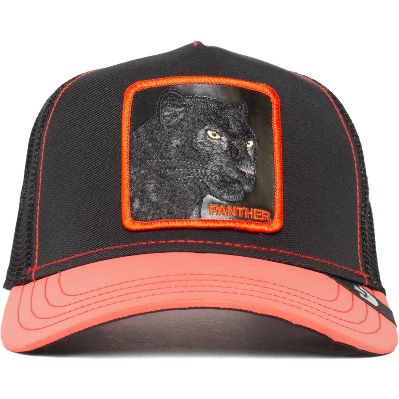 trucker-cap-schwarz-und-rot-panther-black-panther-dark-shines-the-farm-von-goorin-bros