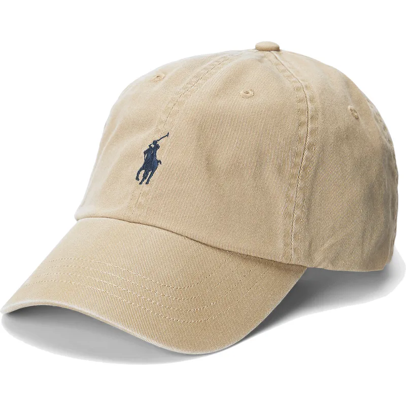 hellbraune-verstellbare-curved-cap-mit-blauem-logo-cotton-chino-classic-sport-von-polo-ralph-lauren
