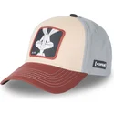 cappellino-snapback-beige-blu-navy-e-rosso-con-visiera-curva-bugs-bunny-bu6-looney-tunes-di-capslab