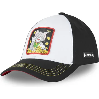 Cappello snapback bianco e nero con visiera curva Tom T12 Looney Tunes di Capslab
