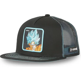 Svart och blå Son Goku Super Saiyan Blue SA1 Dragon Ball platt truckerkeps från Capslab