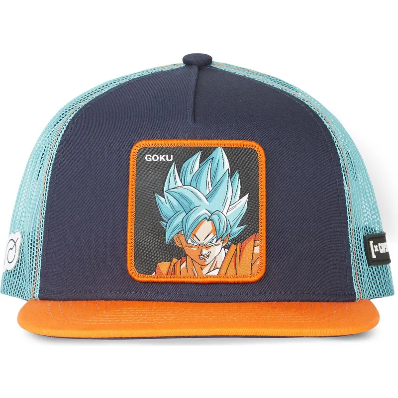 flache-trucker-kappe-marineblau-und-orange-son-goku-super-saiyan-blue-sa2-dragon-ball-von-capslab
