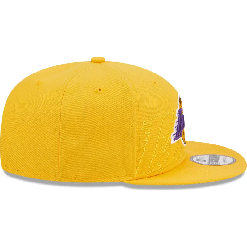 mutzen-flach-gelb-snapback-9fifty-draft-edition-2023-der-los-angeles-lakers-nba-von-new-era