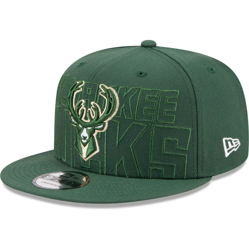 mutzen-flach-grun-snapback-9fifty-draft-edition-2023-der-milwaukee-bucks-nba-von-new-era