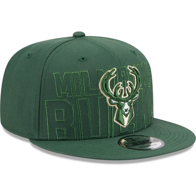 mutzen-flach-grun-snapback-9fifty-draft-edition-2023-der-milwaukee-bucks-nba-von-new-era