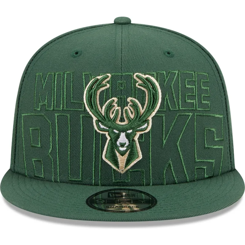 mutzen-flach-grun-snapback-9fifty-draft-edition-2023-der-milwaukee-bucks-nba-von-new-era